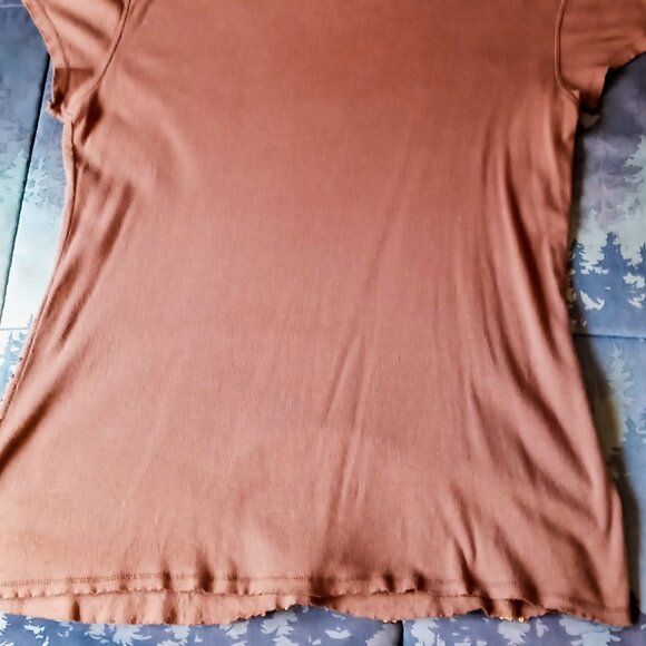 Cool Shimmery Maurice’s Copper Gold Sequins Rock-n-Roll Brown Short Sleeve Top - Picture 10 of 16